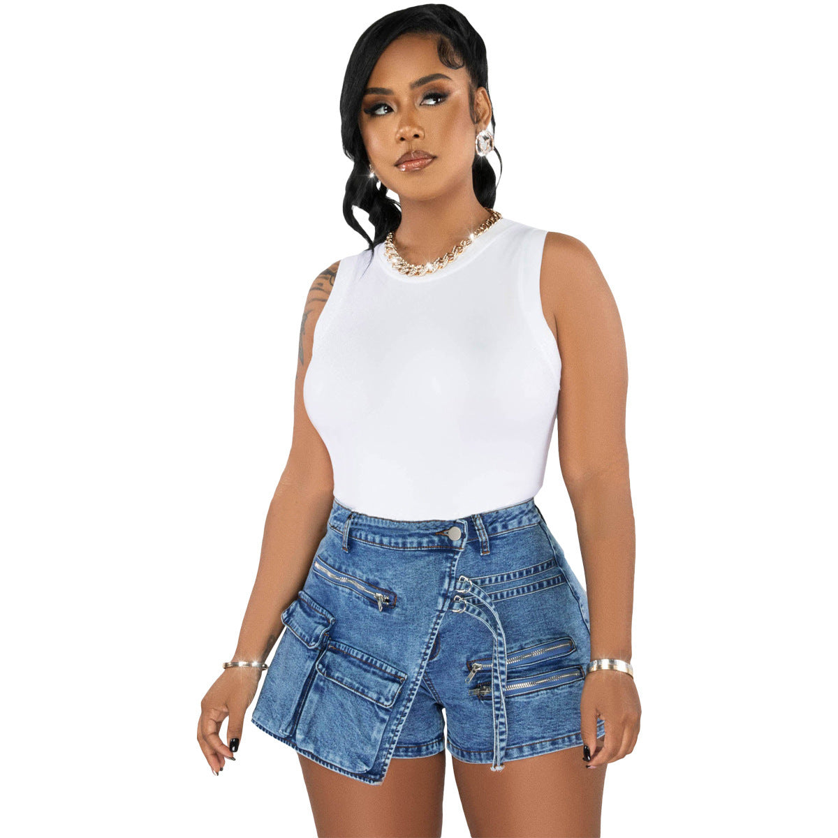 Vintage denim shorts-D845