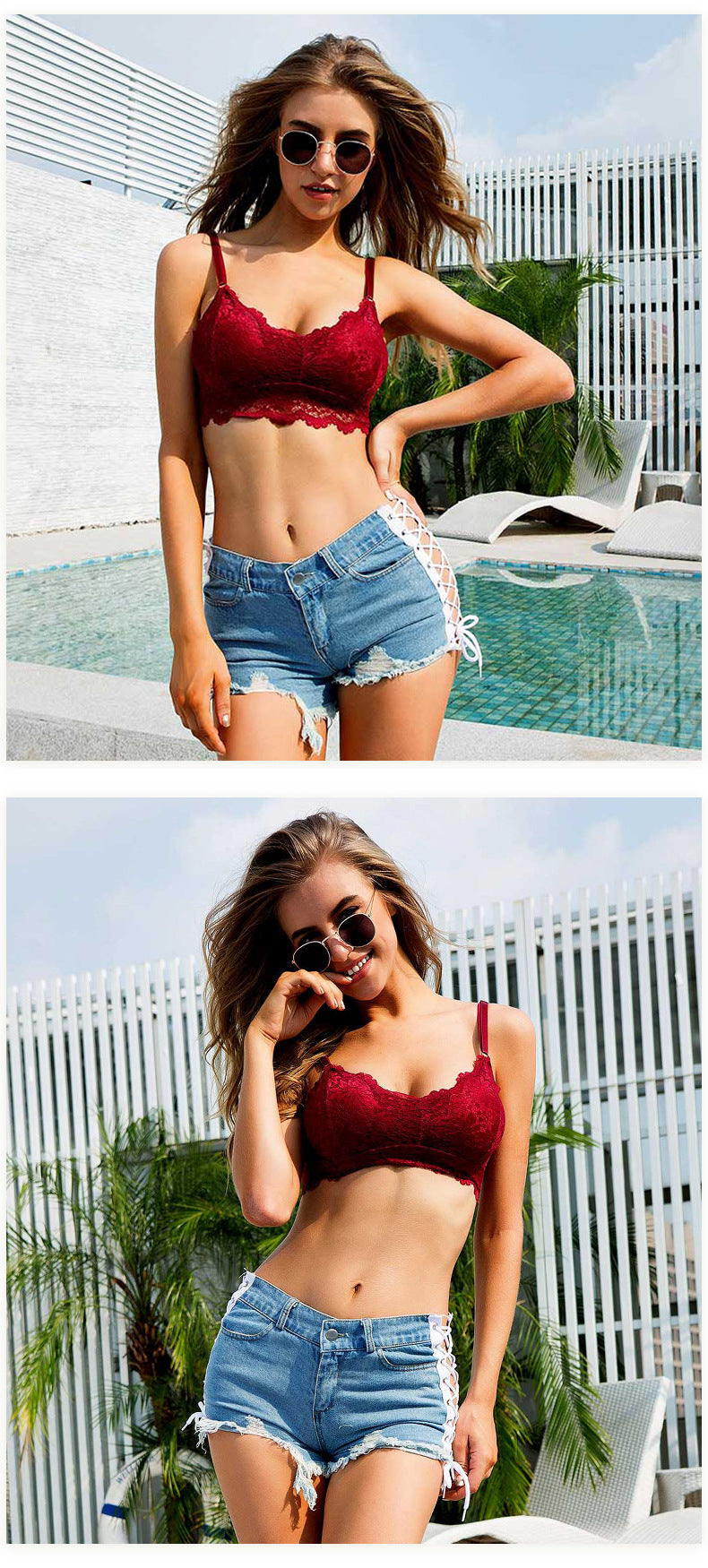 Sexy high-waisted ripped pants-D438