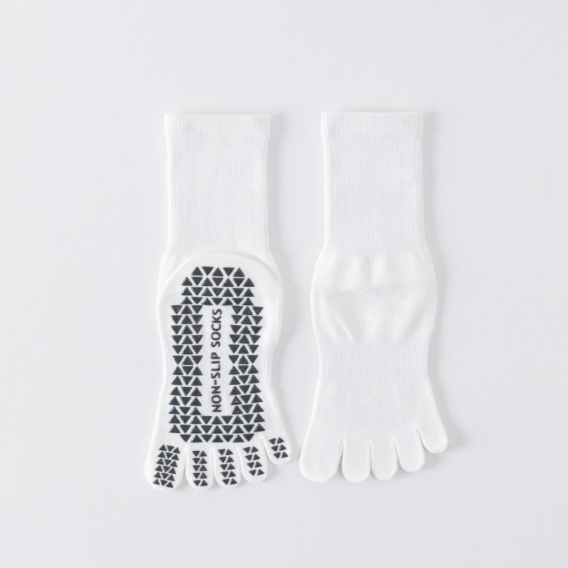 Yoga socks professional non-slip mid-barrel sports five-finger socks floor Pilates autumn and winter split toe stockings