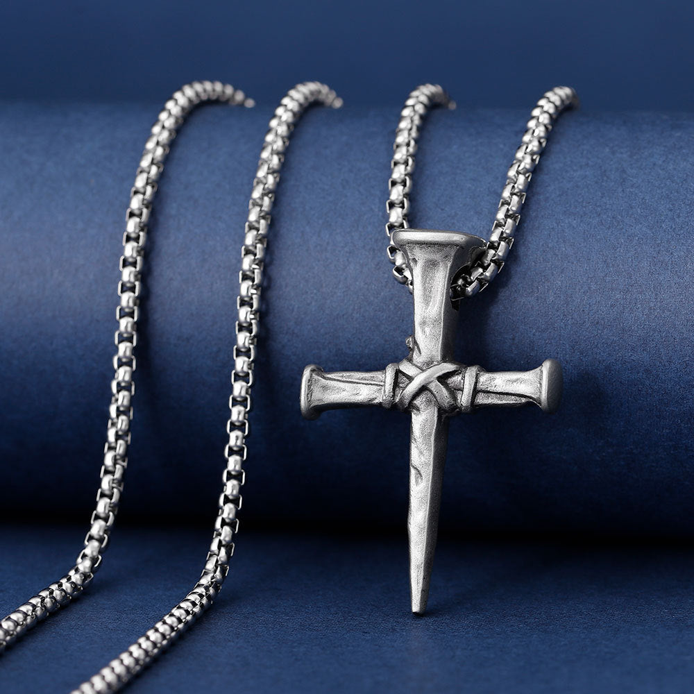 Silver cross chain-D701
