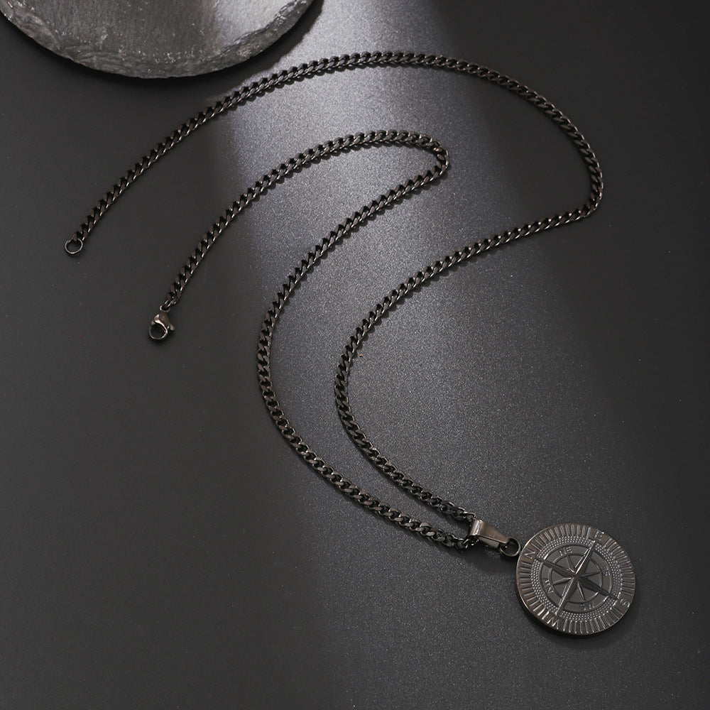 Compass round pendant-D695