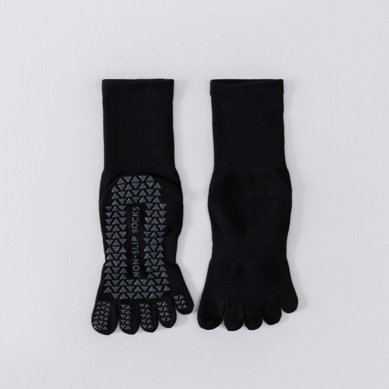Yoga socks professional non-slip mid-barrel sports five-finger socks floor Pilates autumn and winter split toe stockings