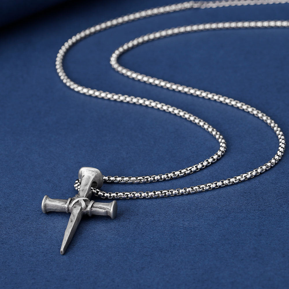 Silver cross chain-D701
