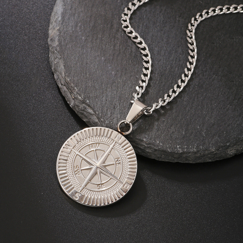 Compass round pendant-D695