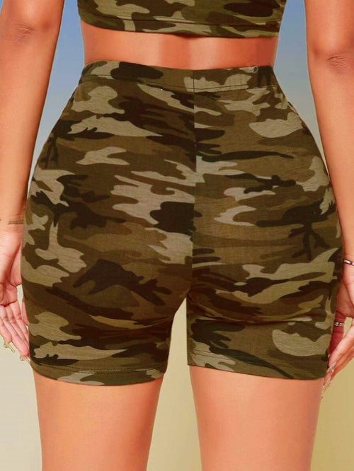 Camouflage stretch shorts-D546