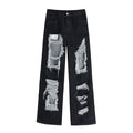 Ripped denim pants-D589