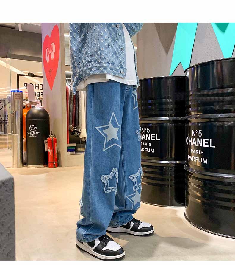 Five-pointed star jeans-D610