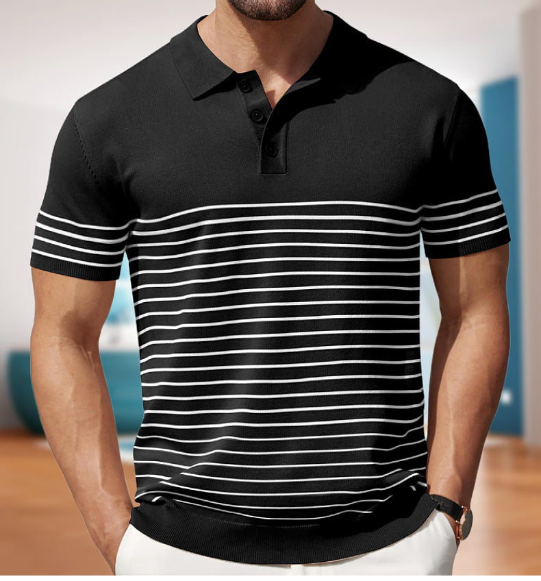 Business stripe fitted polo-D203