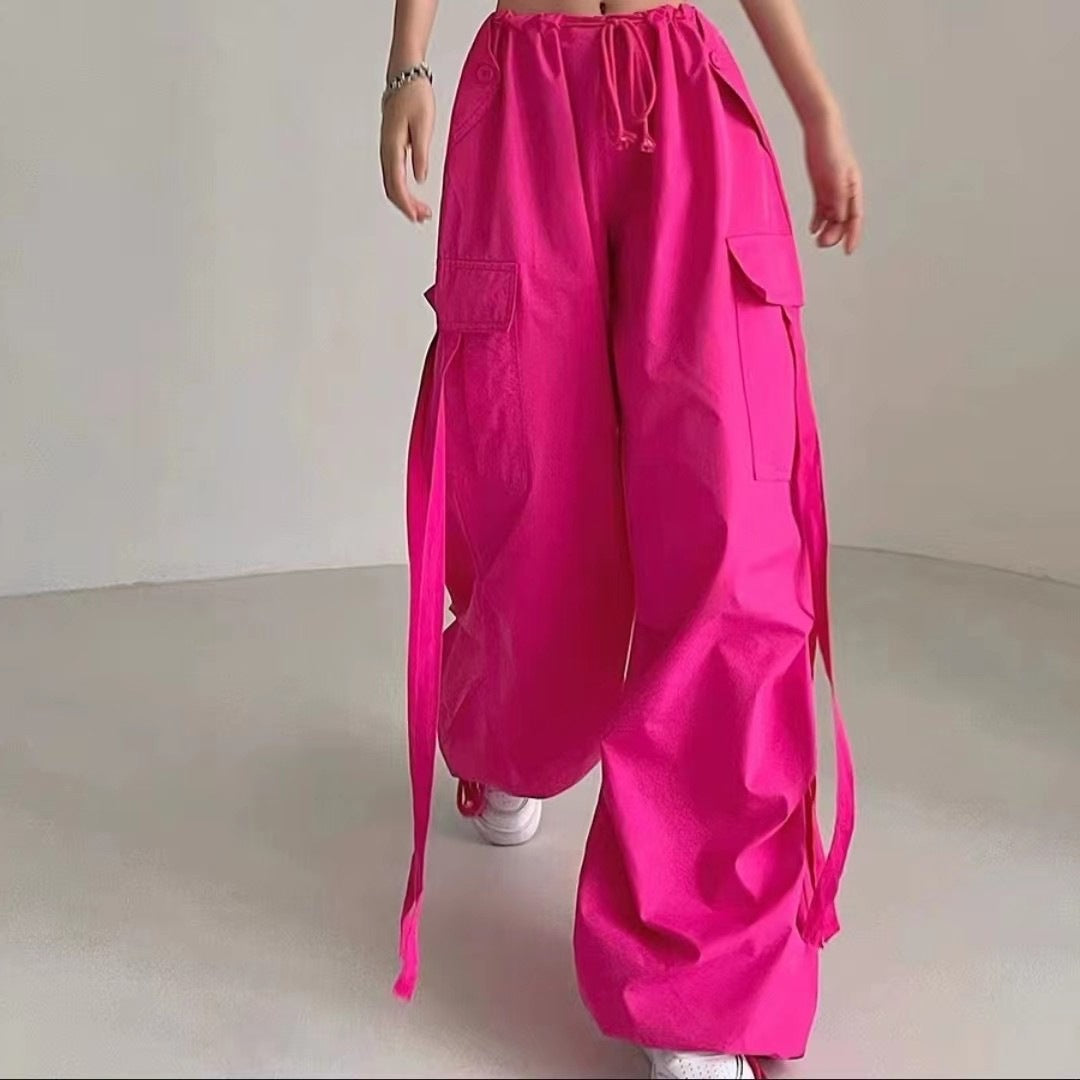 Wide-leg casual trousers-D402