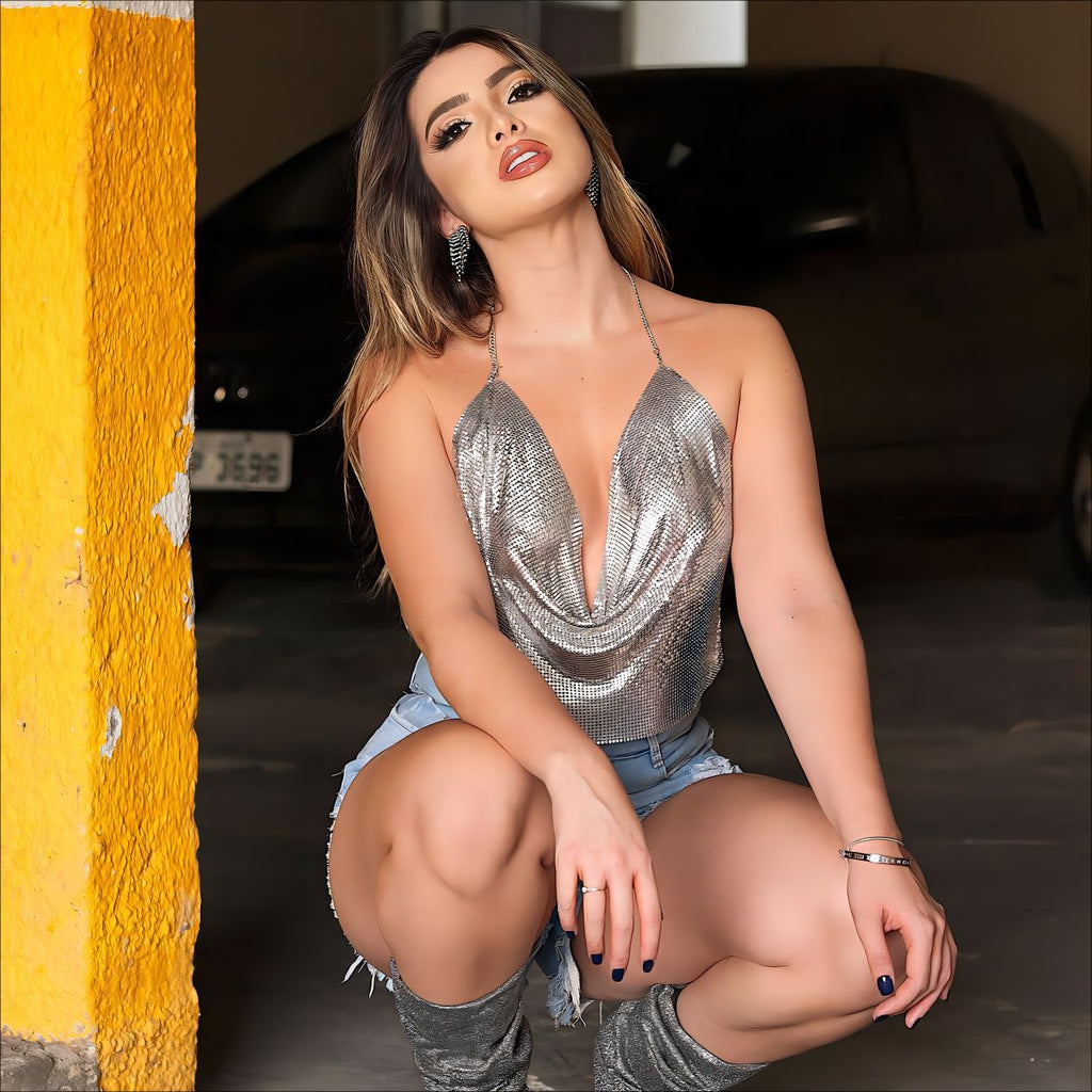 Sexy sequin suspenders-D633