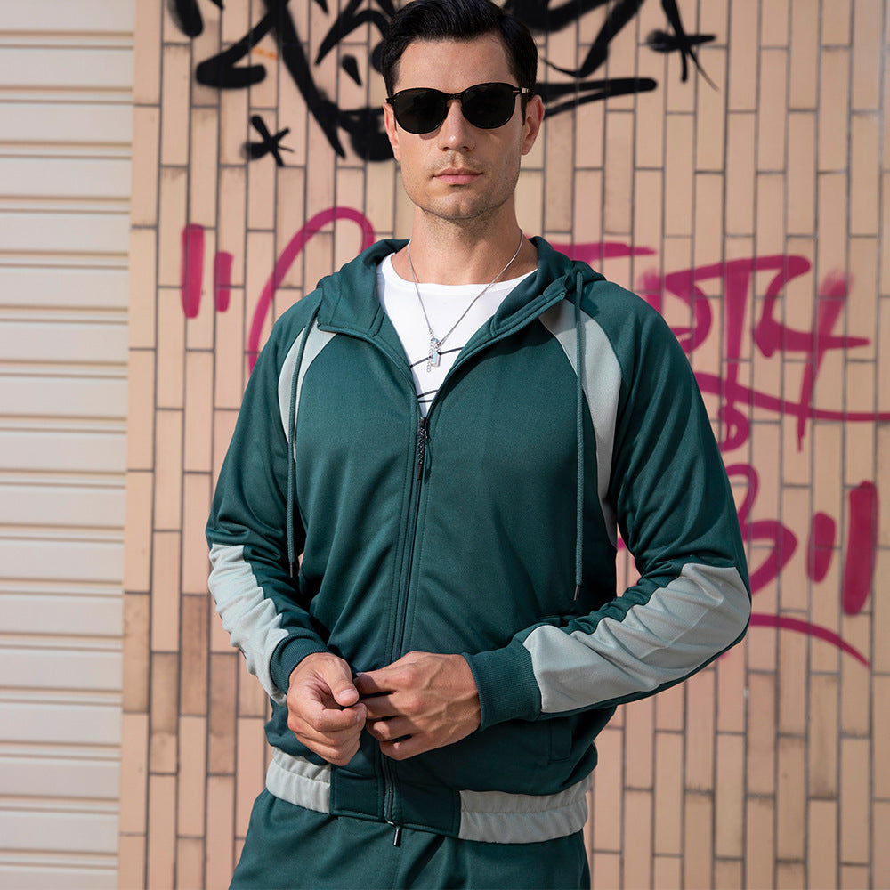 Sudadera suelta con bloqueo de color suit-D462 | Inspanda