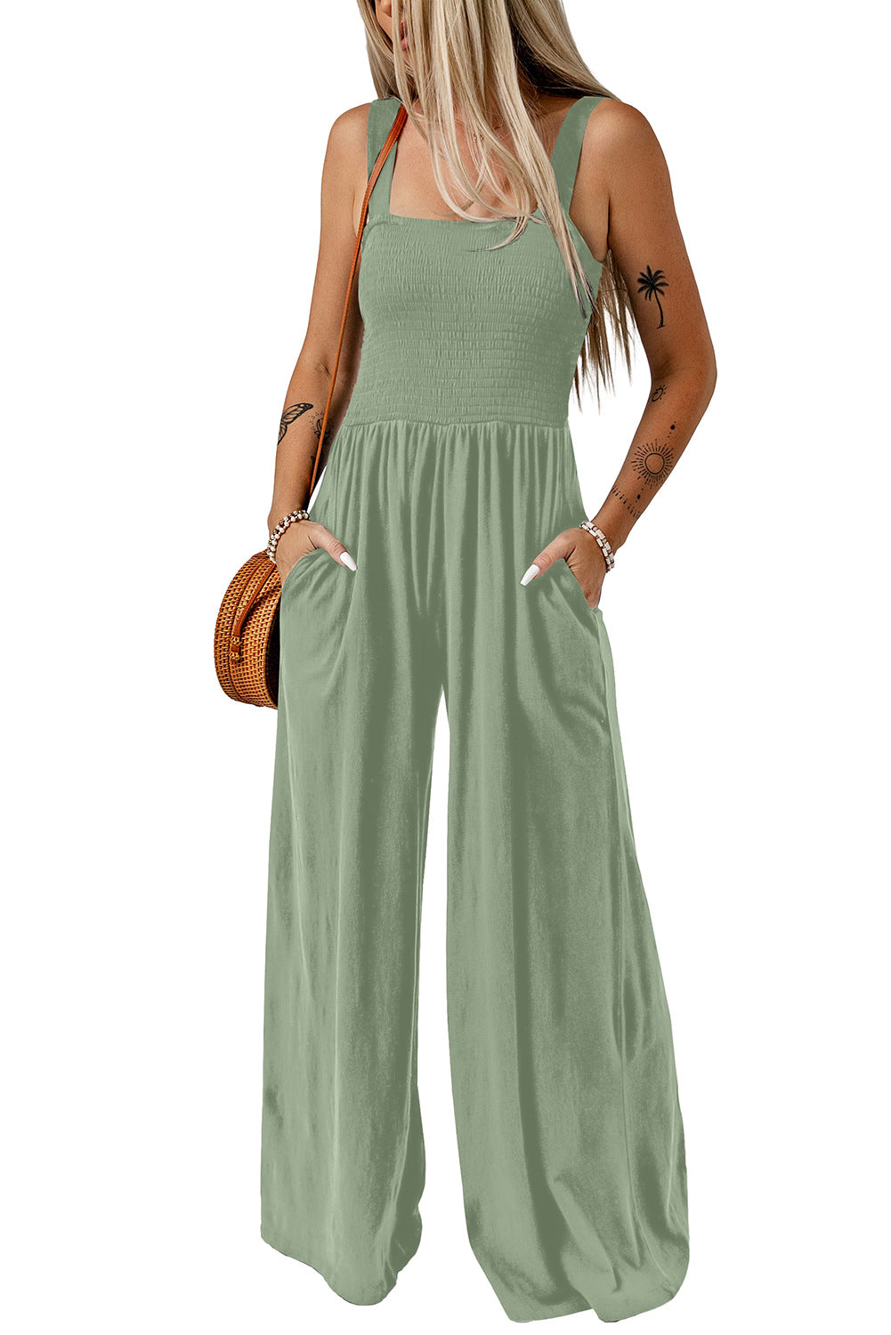 One-piece vest pants-D324