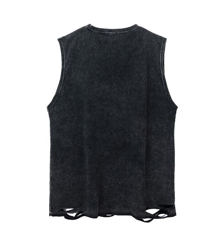 Silver chain adorns the vest -D360
