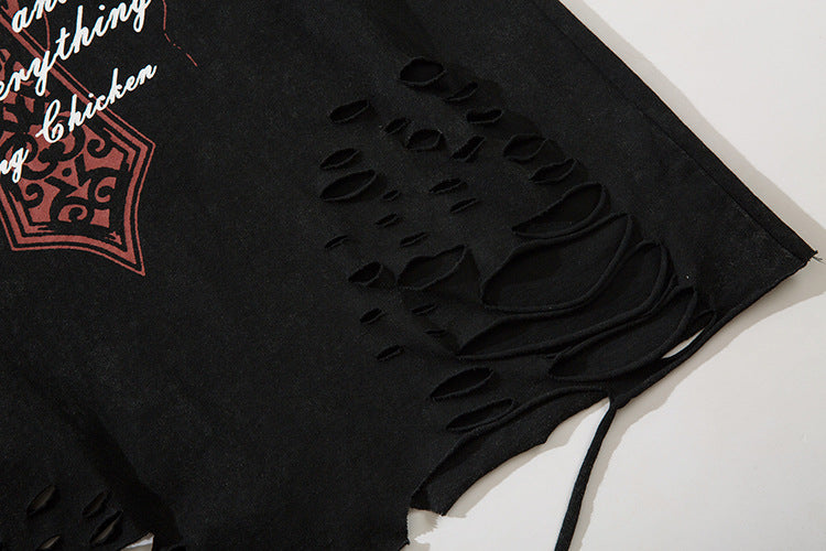 Letter ripped vest-D736