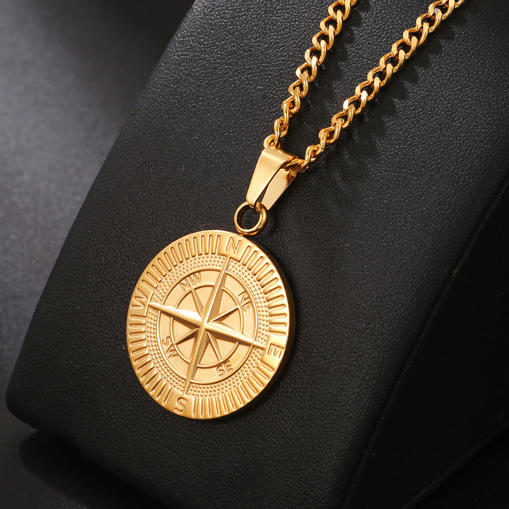 Compass round pendant-D695