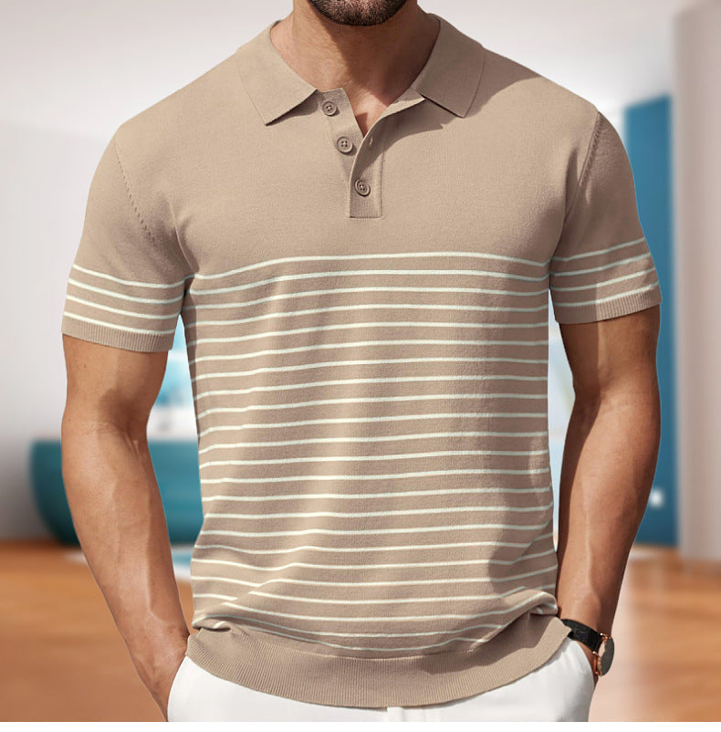 Business stripe fitted polo-D203