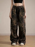 Vintage leopard print hip-hop jeans-D413