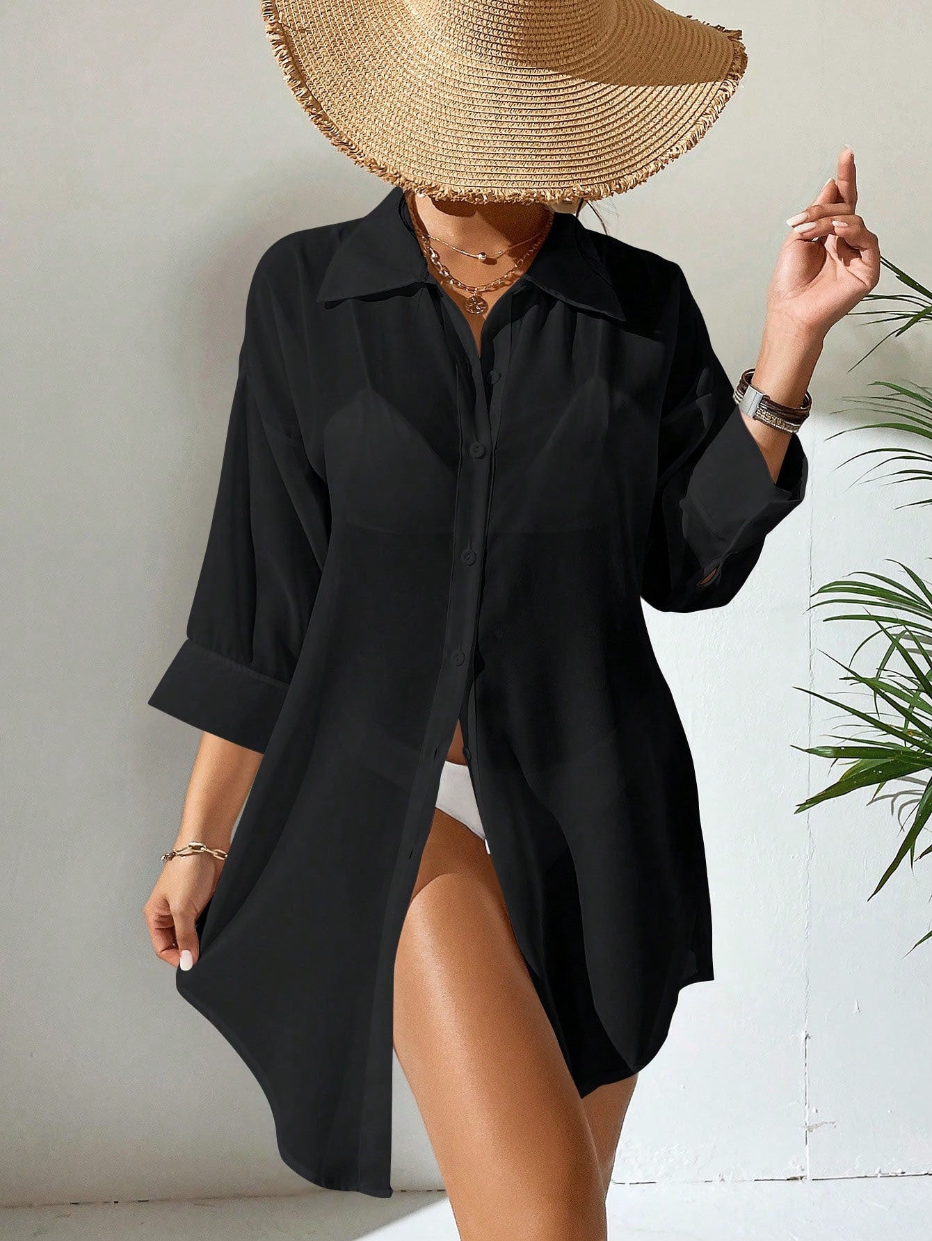 Chiffon shirt-D182