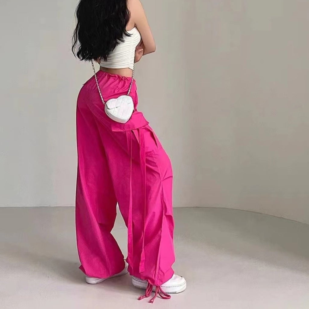 Wide-leg casual trousers-D402