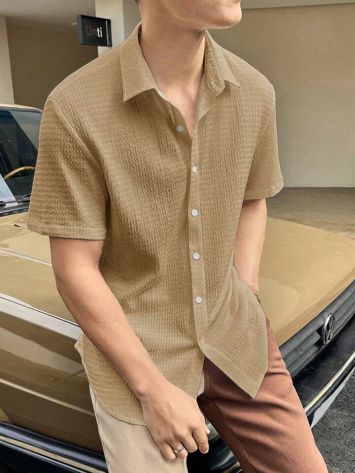 Solid color casual shirt-D599