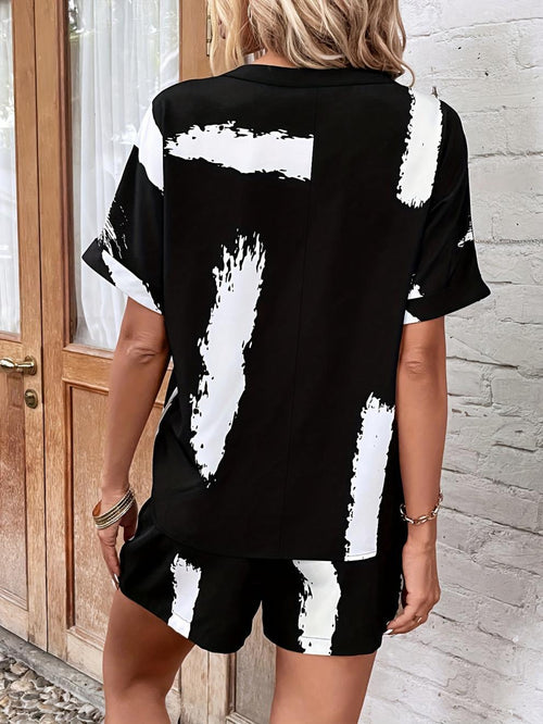 Black/white button suit-D671