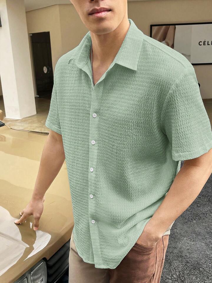 Solid color casual shirt-D599
