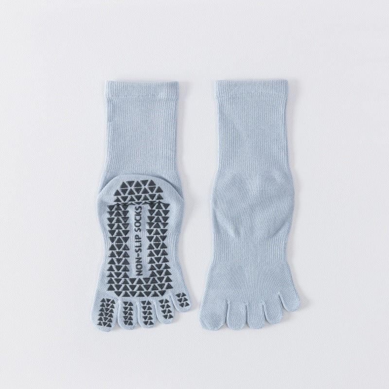 Yoga socks professional non-slip mid-barrel sports five-finger socks floor Pilates autumn and winter split toe stockings