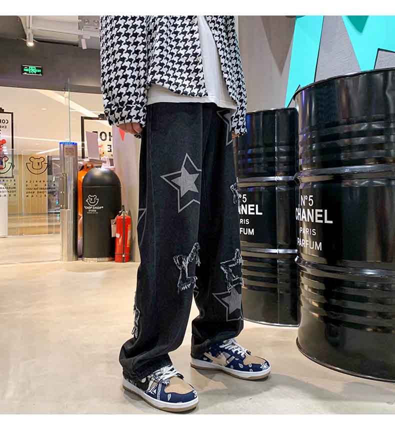 Five-pointed star jeans-D610