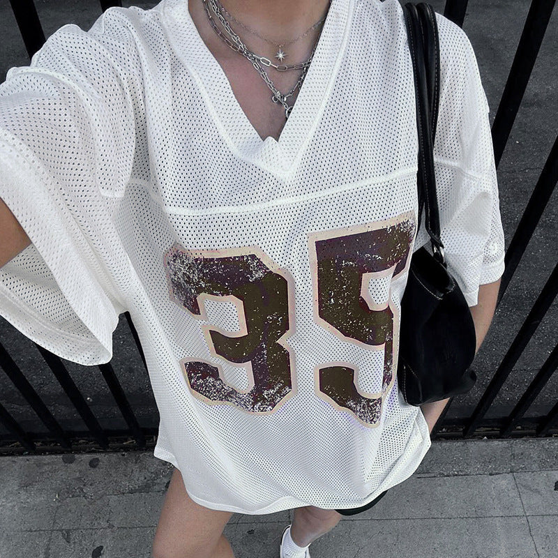 Digital Print V-Neck Top-D820