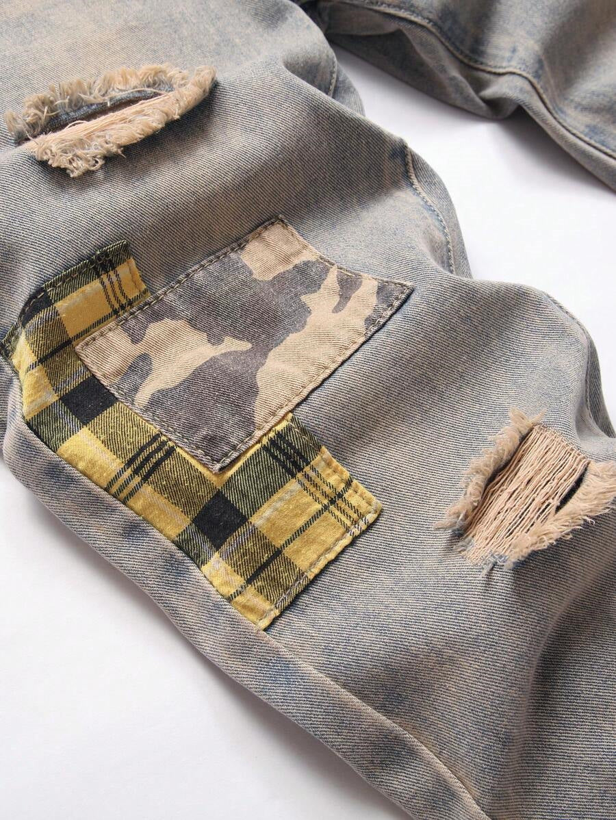 Bear Print Jeans-D541