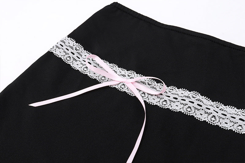Lace-up skirt-D590