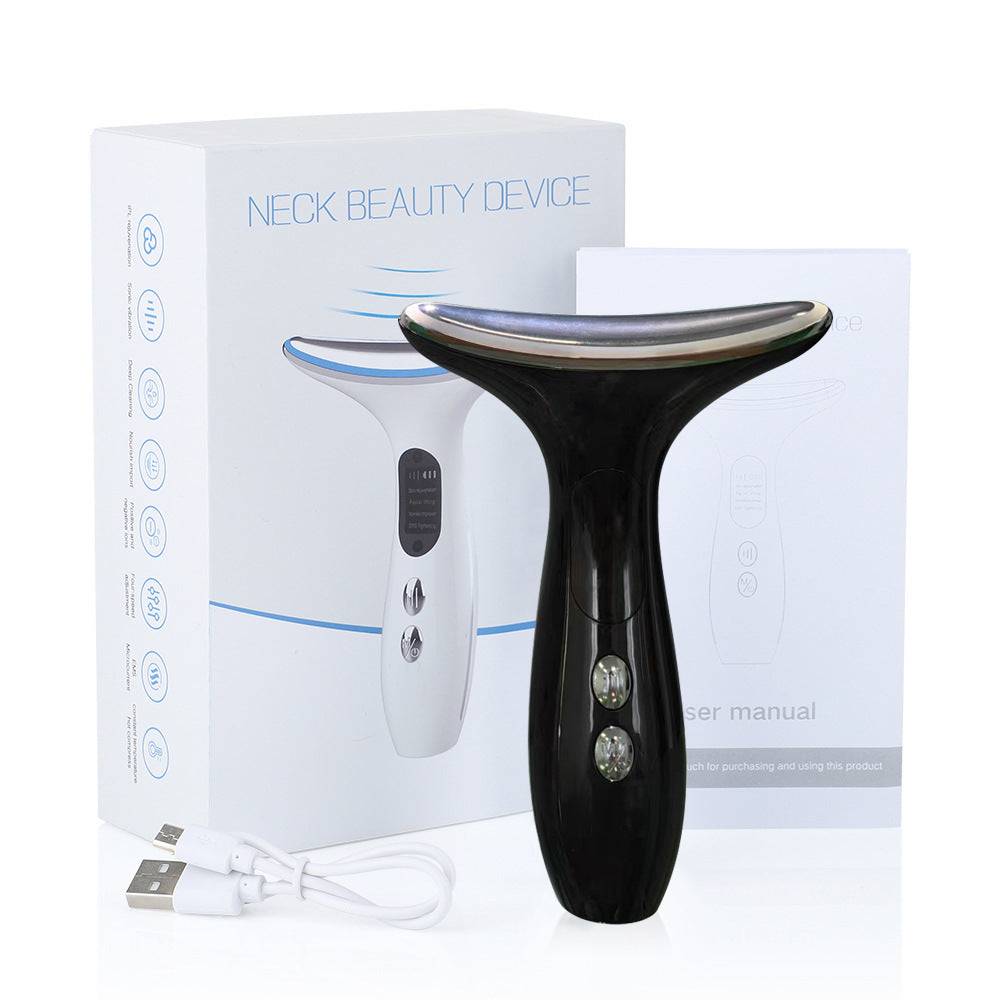 EMS Microcurrent Light Therapy Multifunctional Facial and Neck Massager with Heat and Vibration for a V-Shape Face, Portable Home Skincare Device