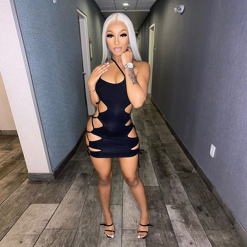 Sexy black bodycon dress-D53