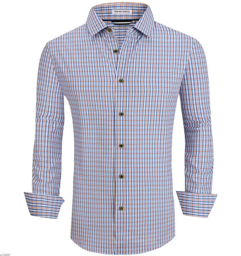 Long-sleeved plaid shirt-D204