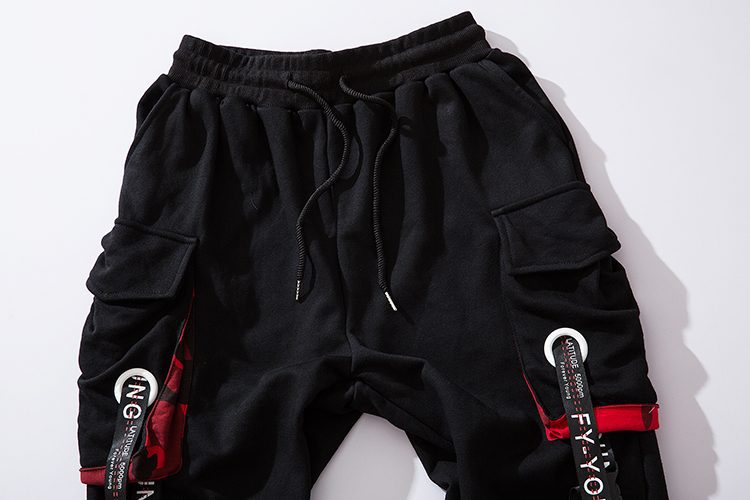 Overalls cuffed ribbon pants-D325