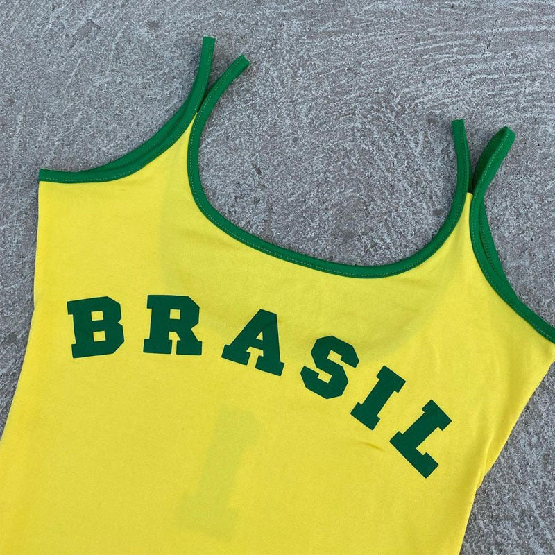 Brazilian football slip dress-D575