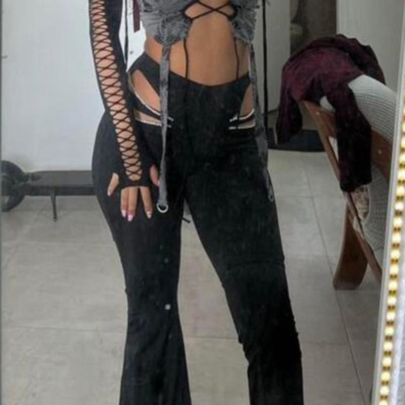 Low-waist pants-D215