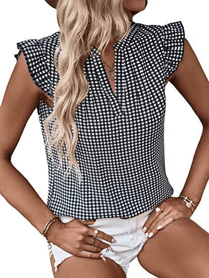 Striped pleated shirt-D124