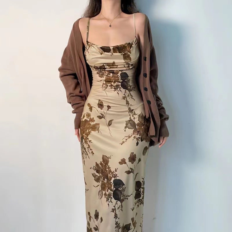 Mature oil painting dress-D453