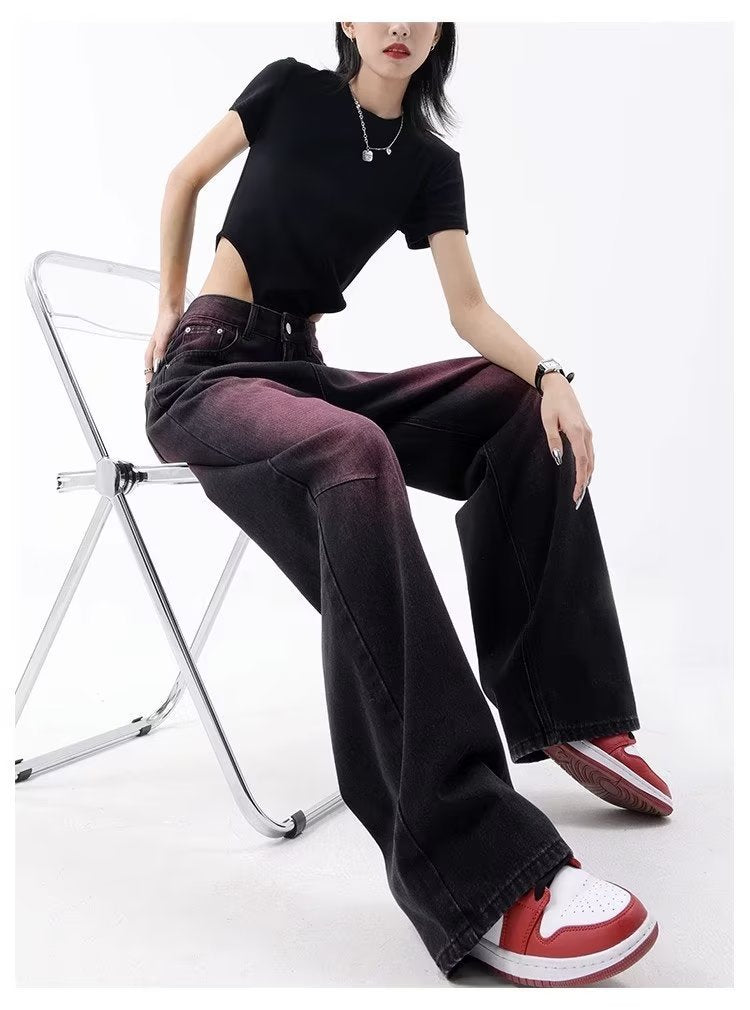 Red gradient jeans-D848