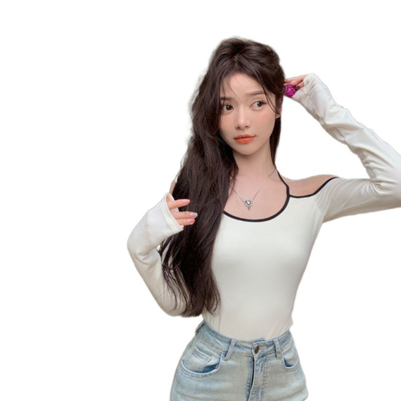 Halterneck design slim top-D597