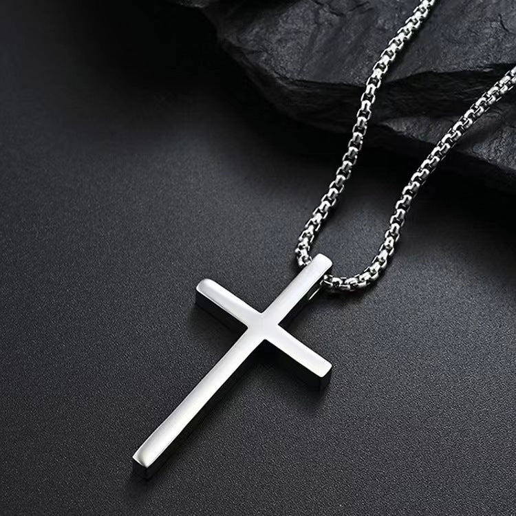 Cross silver chain-D696