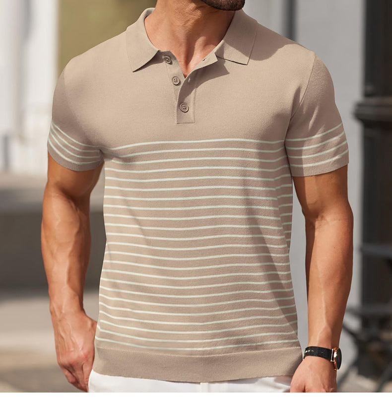 Business stripe fitted polo-D203