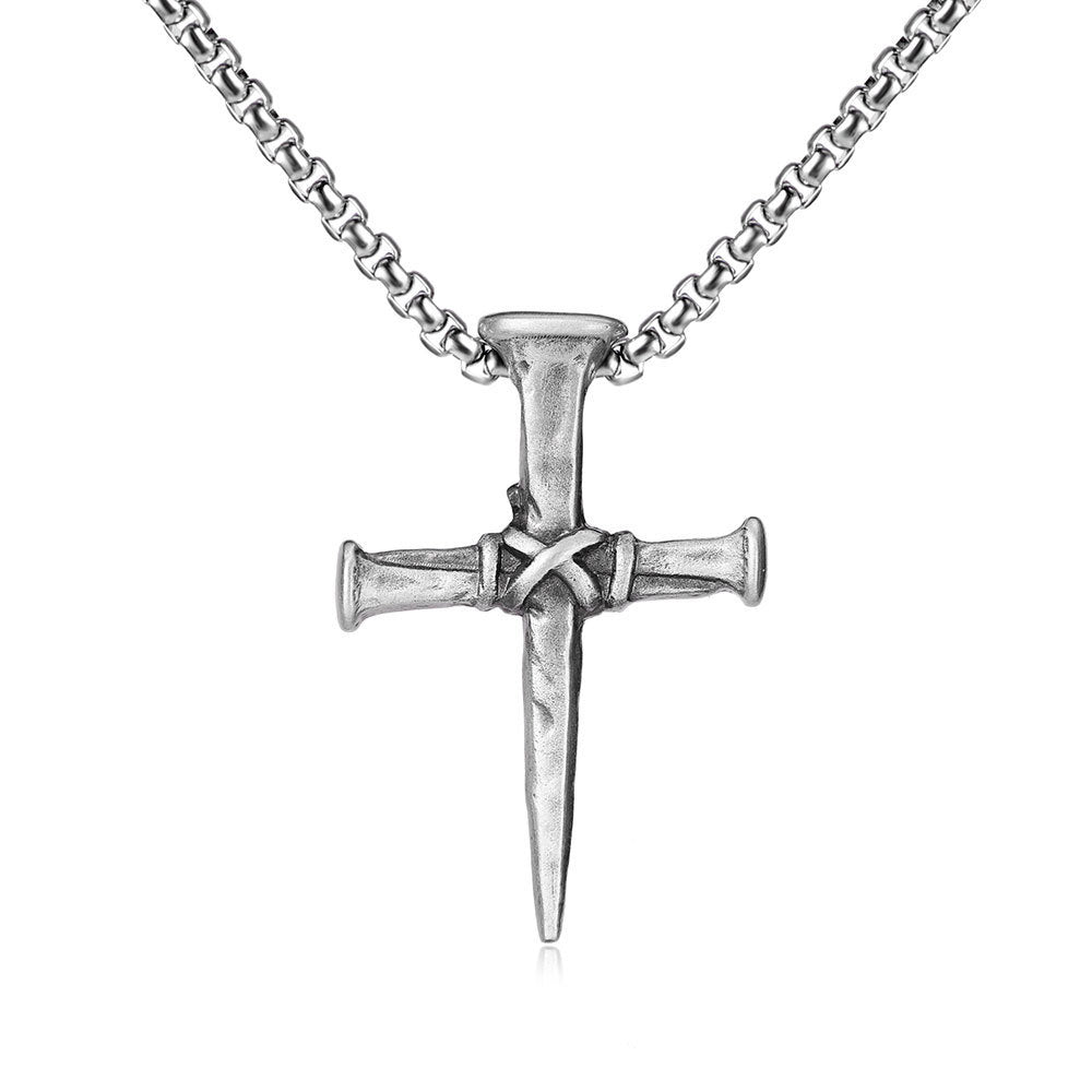 Silver cross chain-D701