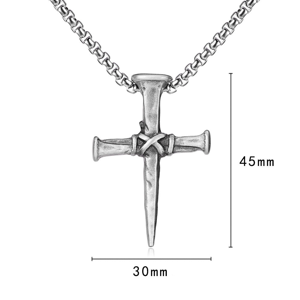 Silver cross chain-D701