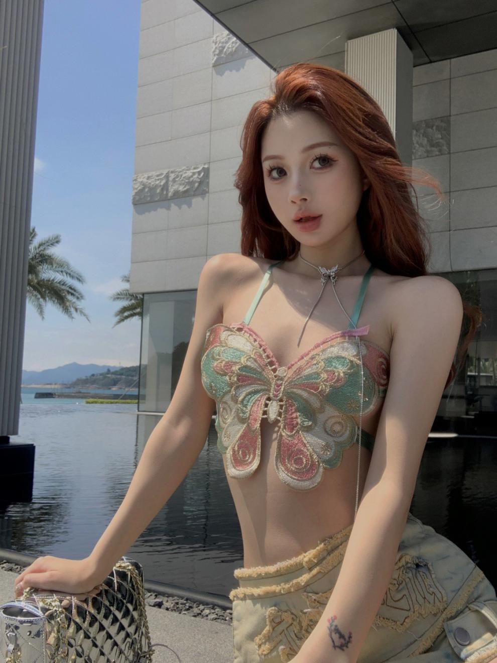 Butterfly embroidery sexy -D386