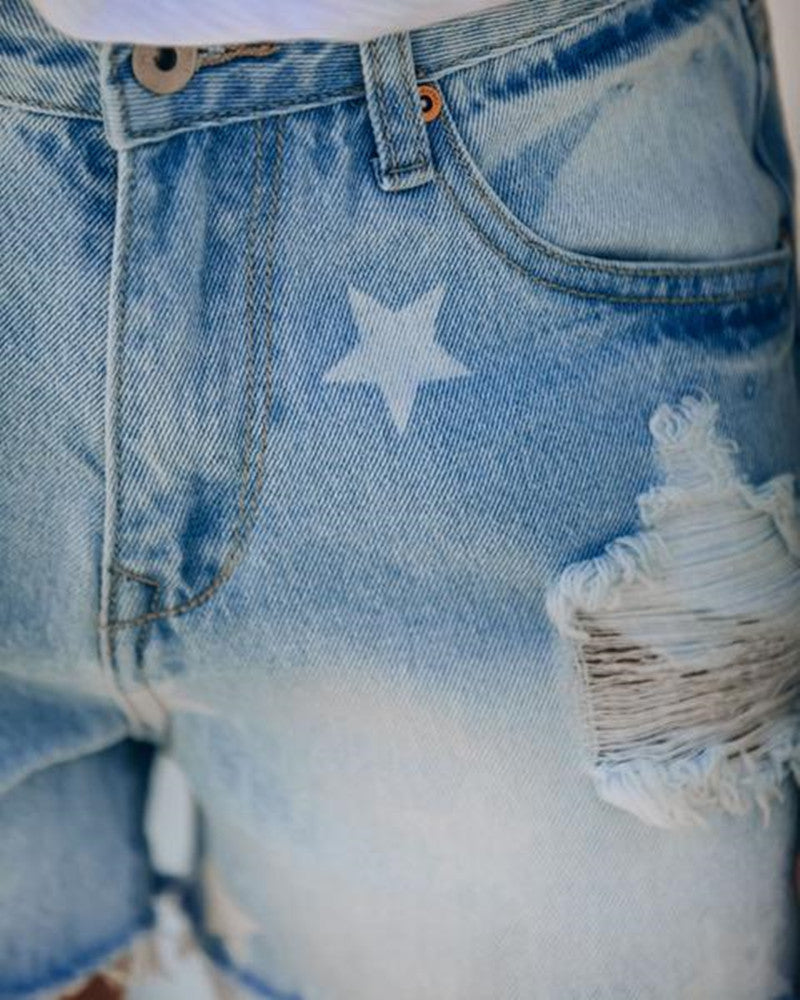 Holes & Stars denim shorts-D127