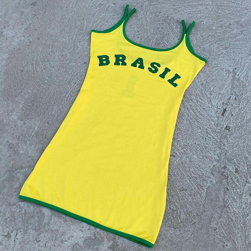 Brazilian football slip dress-D575