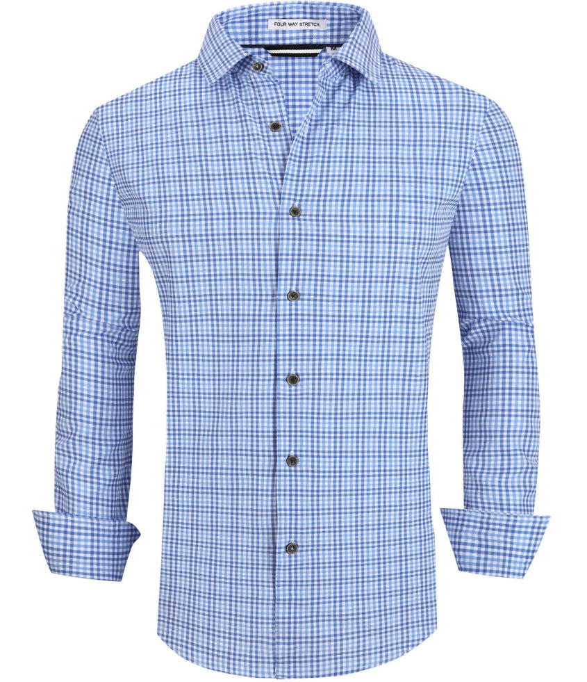 Long-sleeved plaid shirt-D204