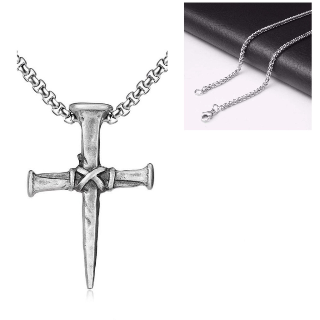 Silver cross chain-D701
